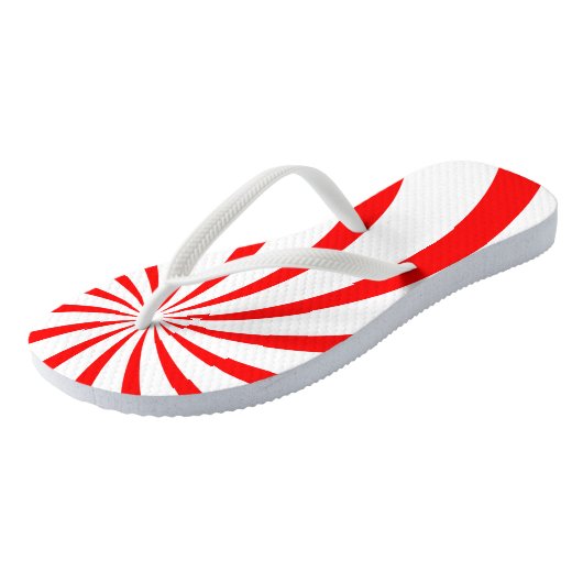 Rode en witte peppermint Sunburst Pattern Teenslippers (Schuin)
