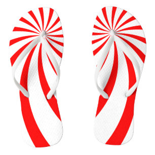 Rode en witte peppermint Sunburst Pattern Teenslippers