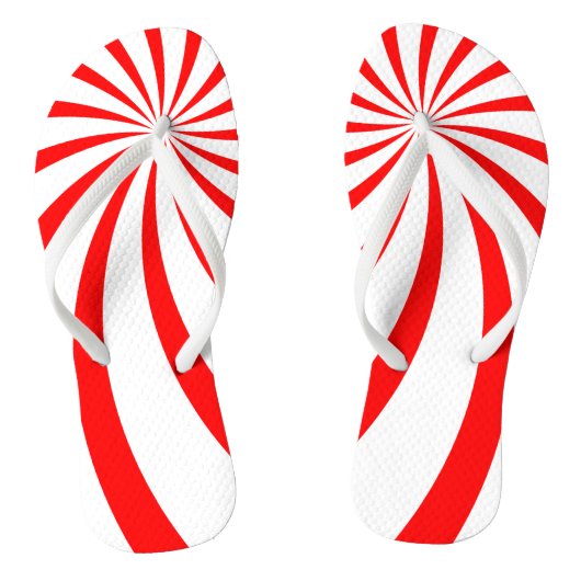Rode en witte peppermint Sunburst Pattern Teenslippers (Voetbed)