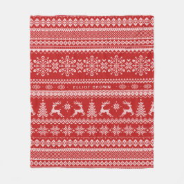 Rode en witte persoonlijke naam kerstkeuken fleece deken