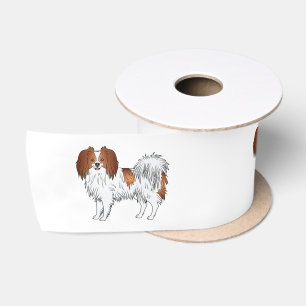 Rode En Witte Phalène Cartoonhond Illustraties Satijnen Lint