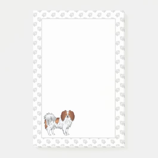 Rode En Witte Phalène Cartoonhond Met Pootjes Post-it® Notes (Voorkant)