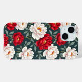 Rode en witte pioenbloemen Case-Mate iPhone case (Achterkant (horizontaal))