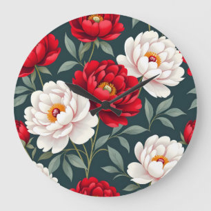 Rode en witte pioenbloemen grote klok