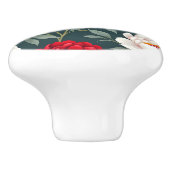 Rode en witte pioenbloemen keramische knop (Zijkant)