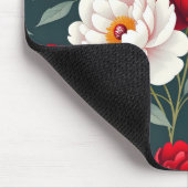 Rode en witte pioenbloemen muismat (Hoek)