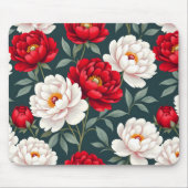 Rode en witte pioenbloemen muismat (Voorkant)