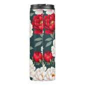 Rode en witte pioenbloemen thermosbeker (Achterkant)