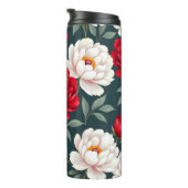 Rode en witte pioenbloemen thermosbeker (Geroteerd rechts)