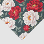 Rode en witte pioenbloemen  tissuepapier (Detail)