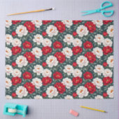 Rode en witte pioenbloemen  tissuepapier (Craft)