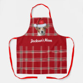 Rode en witte Plaid Jack Russell Terrier Kerstmis Schort (Voorkant)