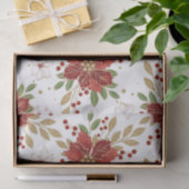 Rode en witte Poinsettia en gouden kerstmis Tissuepapier (Geschenk)