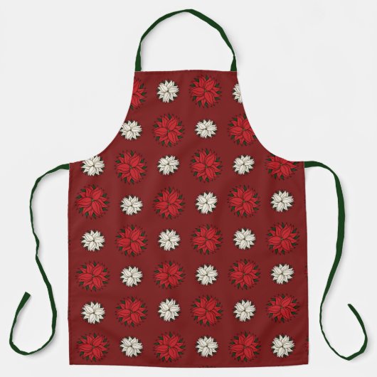 Rode en Witte Poinsettia Stippen Schort (Voorkant)