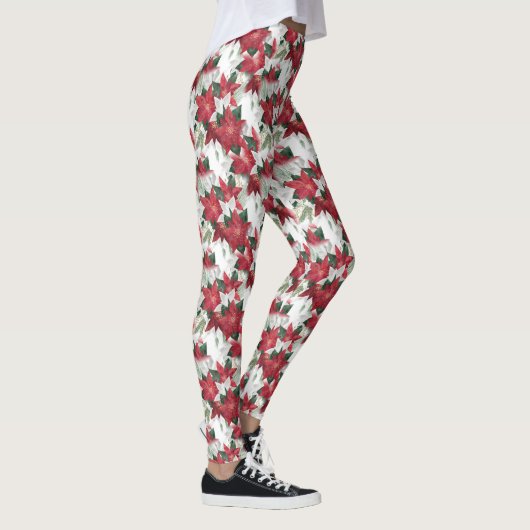 Rode en witte poinsettias leggings (Rechts)