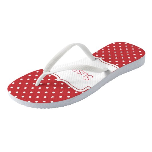 Rode en witte poka Dot Aangepaste Teenslippers (Schuin)