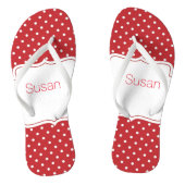 Rode en witte poka Dot Aangepaste Teenslippers (Voetbed)