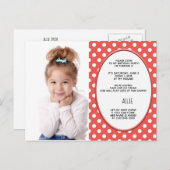 Rode en witte poka Dot Birthday Fotouitnodiging Uitnodiging Briefkaart (Voorkant / Achterkant)