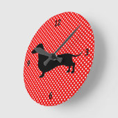 Rode en witte poka Dot Dachshund Wall Clock Ronde Klok (Hoek)
