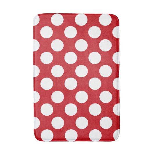 Rode en witte poka Dot Foam Bath Mat (Voorkant Verticaal)