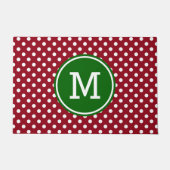 Rode en witte poka Dot Green Monogram Deurmat (Voorkant)