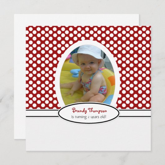 Rode en witte poka Dot Party Invitation Kaart (Voorkant / Achterkant)