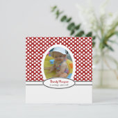 Rode en witte poka Dot Party Invitation Kaart (Staand voorkant)