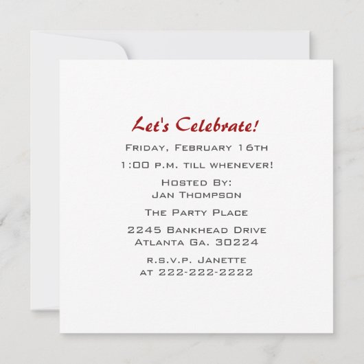 Rode en witte poka Dot Party Invitation Kaart (Achterkant)