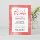 Rode en witte poka Dots Bridal Shower Invitations Kaart (Staand voorkant)