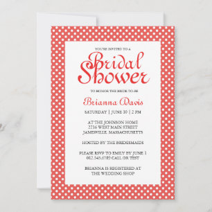 Rode en witte poka Dots Bridal Shower Invitations Kaart