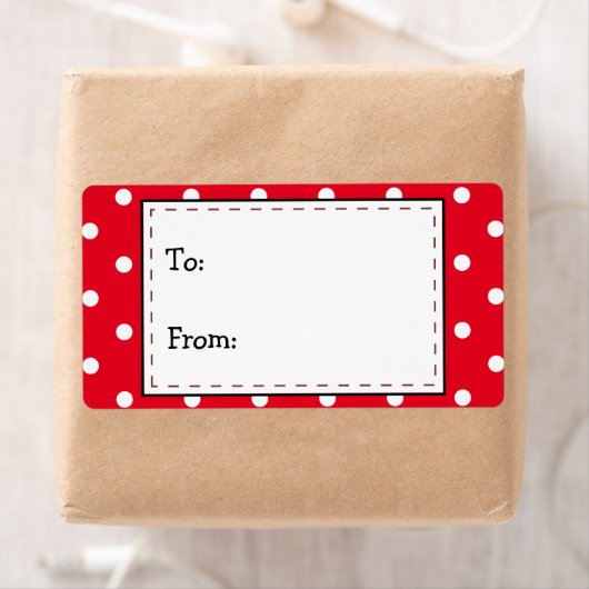 Rode en witte poka-stippen, tot...van.. etiket (Insitu)