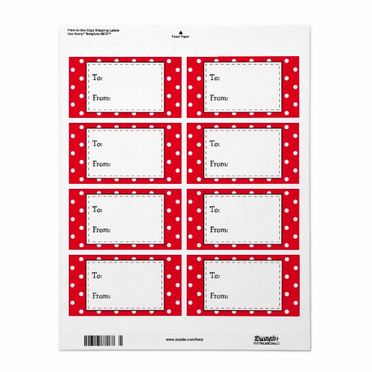 Rode en witte poka-stippen, tot...van.. etiket (Full Sheet)