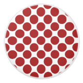 Rode en witte pokadot Ceramic Knob Keramische Knop (Voorkant)