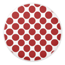 Rode en witte pokadot Ceramic Knob