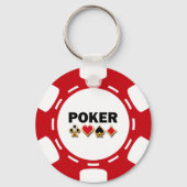 RODE EN WITTE POKER CHIP SLEUTELHANGER (Voorkant)