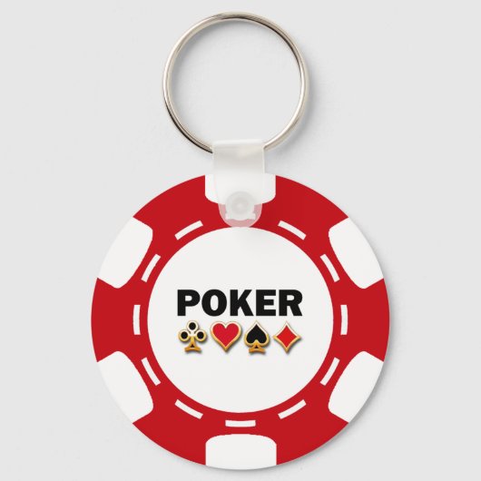 RODE EN WITTE POKER CHIP SLEUTELHANGER (Voorkant)