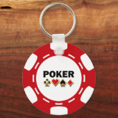 RODE EN WITTE POKER CHIP SLEUTELHANGER (Voorkant)