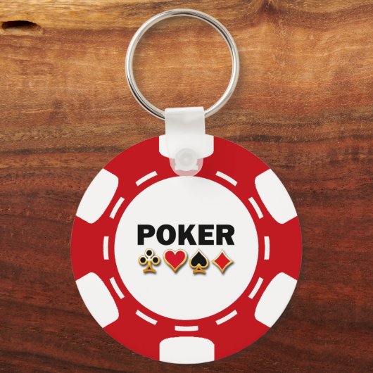 RODE EN WITTE POKER CHIP SLEUTELHANGER (Voorkant)