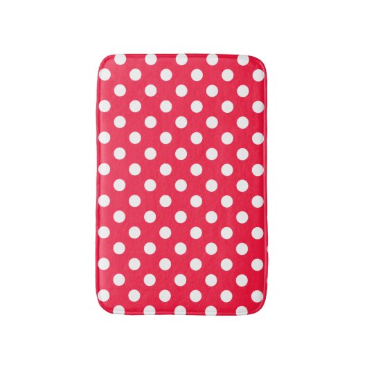 Rode en witte pokstippen badmat (Voorkant Verticaal)