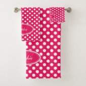Rode en witte polka dot gepersonaliseerde handdoek (Insitu)