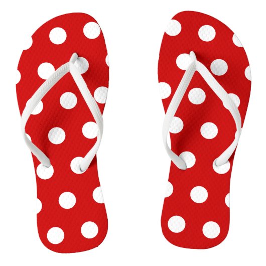 Rode en witte Polka Dot Teenslippers (Voetbed)