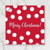Rode en witte Polka Dots gepersonaliseerde Kerstmi Bedankjes Labels (Voorkant)