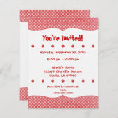 Rode en witte Polka Dots Party Uitnodigen Kaart (Voorkant / Achterkant)