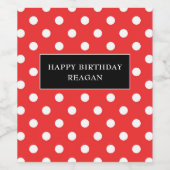 Rode en witte polka stip met zwart Wijnlabel Wijn Etiket (Enkel label)