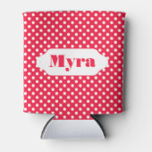 Rode en witte polka stippen aangepaste koelbox blikjeskoeler (Voorkant)