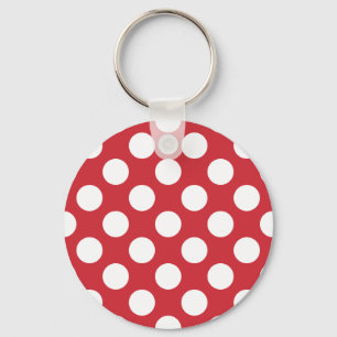 Rode en witte polka stippen sleutelhanger