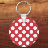 Rode en witte polka stippen sleutelhanger (Voorkant)