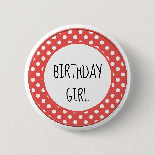 Rode en witte polkadot verjaardagsbutton voor kind ronde button 5,7 cm (Voorkant)
