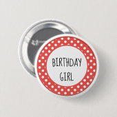 Rode en witte polkadot verjaardagsbutton voor kind ronde button 5,7 cm (Voorkant /achterkant)