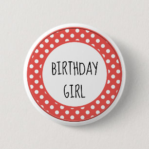 Rode en witte polkadot verjaardagsbutton voor kind ronde button 5,7 cm